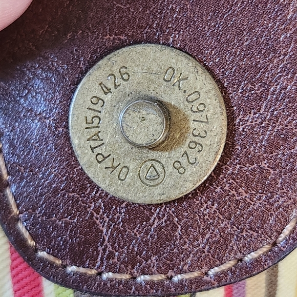 💙💙Fossil Hobo Canvas Handbag EUC Multi Strip Leather Trim - Picture 14 of 16